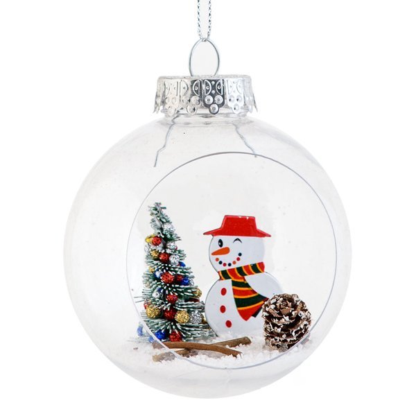 Χριστουγεννιάτικη Μπάλα Διάφανη με Χιονάνθρωπο (8cm)